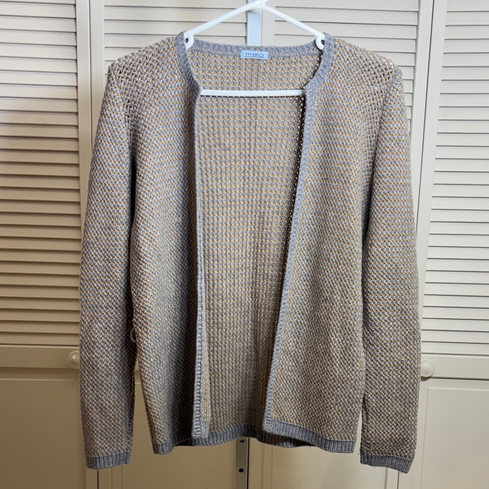 Malo Tan and Gray Women's Cashmere Cardigan Sweater Small